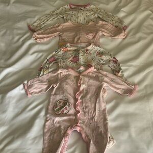 Cloud Island Pink and White Footie Pajamas